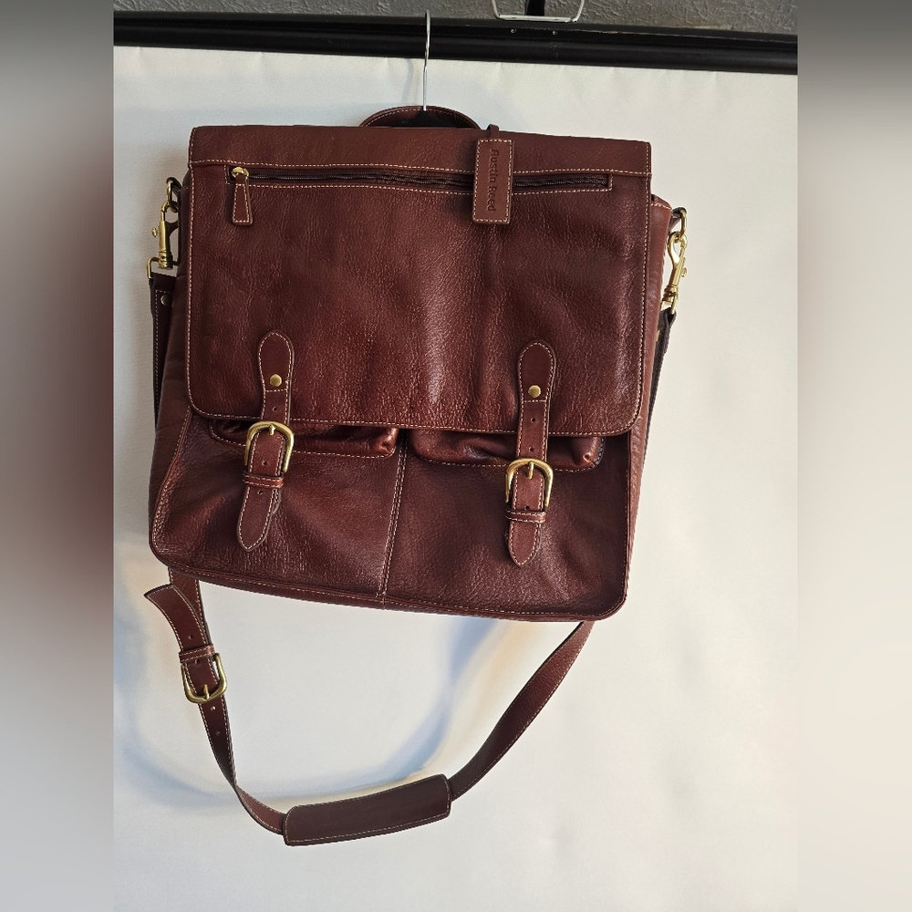 AUSTIN REED BROWN LEATHER CROSBODY LAPTOP/BRIEFCASE MAN MESSENGER BAG